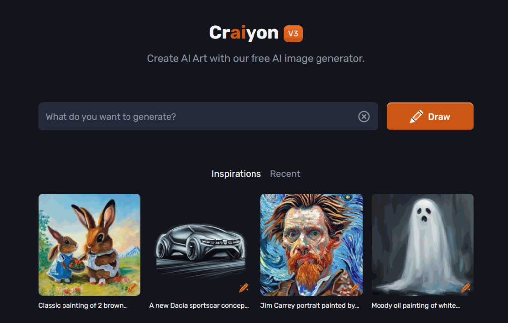 Craiyon main page